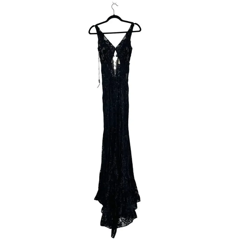 NEW La Femme Rhinestone Gown 28648 Women's Black Size 4